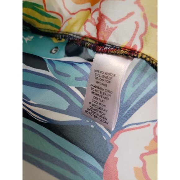 Melissa Paige Womens S Tunic Top Cold Shoulder Parrot Boho Beaded Floral Sheer - Picture 8 of 8